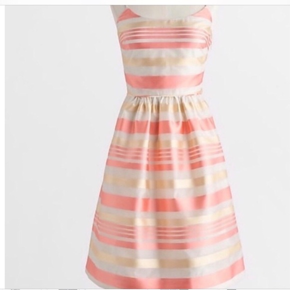 J. Crew Factory Dresses & Skirts - J. Crew Women’s Peach, Yellow and Cream Striped Fit-and-Flare Dress Size 12